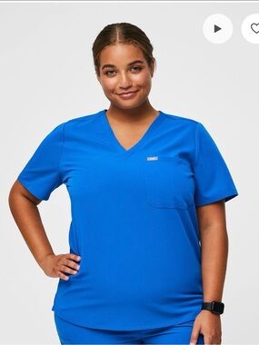 Figs Women's V-Neck Scrub Top in Royal Blue